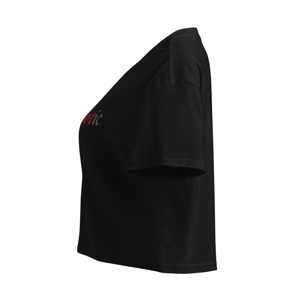 Psychotic black crop tee side view by DEADREPCO
