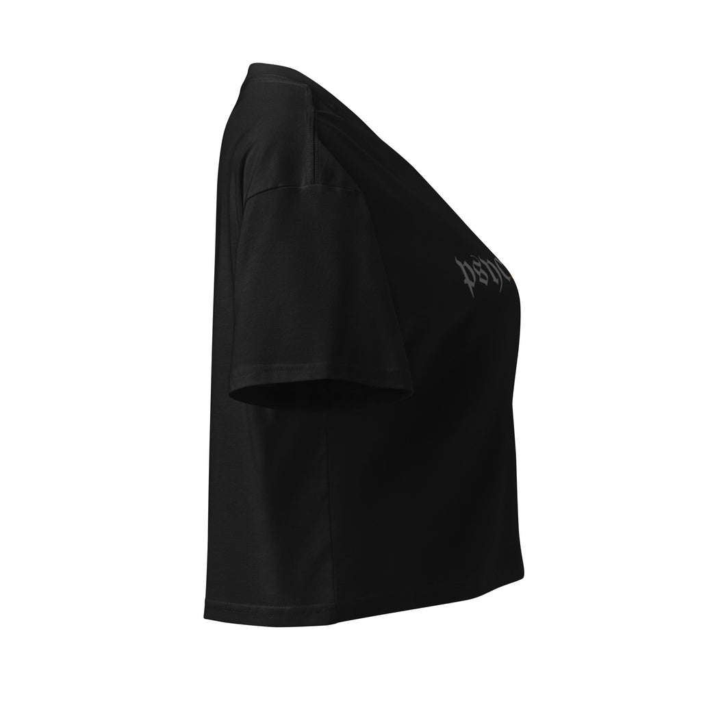 Psychotic black crop tee side view by DEADREPCO